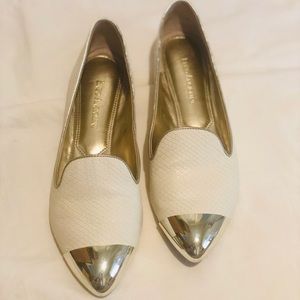 Cream flats metal toe